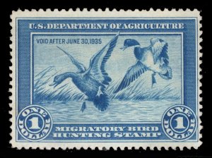 MOMEN: US STAMPS #RW1 DUCK MINT OG NH LOT #82647*