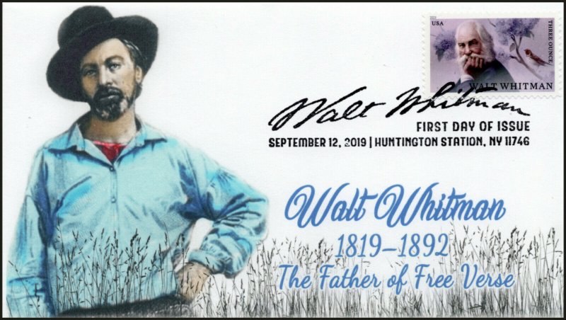 19-265, 2019, Walt Whitman, Pictorial Postmark, First Day Cover, Writer