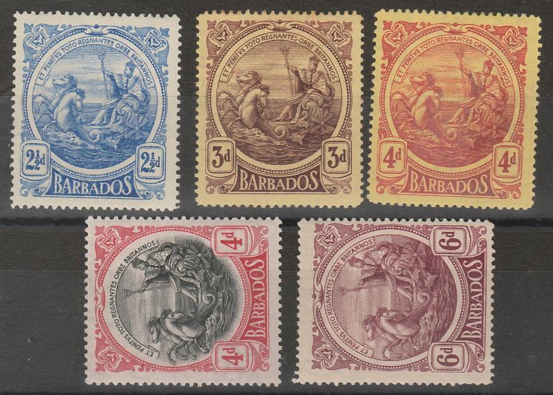 BARBADOS 1916 KGV SEAHORSES RANGE TO 6D 