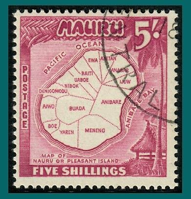 Nauru 1954 Map, 5s used #47,SG56