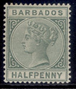 BARBADOS QV SG89, ½d dull green, M MINT. Cat £35.