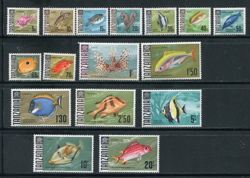 Tanzania 19-34 Fish, Marine Life Complete Stamp Set MNH 1967-71