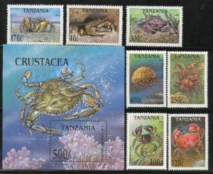 Tanzania 1994 Crabs Insect Amphibians Animal Fauna Sc 1295-1302 7v+ M/s MNH #...