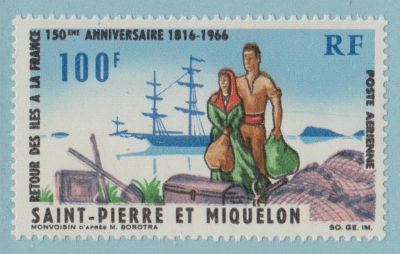 ST PIERRE & MIQUELON C33 AIRMAIL  MINT HINGED OG * NO FAULTS EXTRA FINE! - VMG