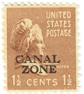 1938 1.5c Martha Washington w/ CANAL ZONE overprint (805) unused with no gum.