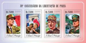 SAO TOME E PRINCIPE 2014 SHEET THE LIBERATION OF PARIS DE GAULLE st14612a