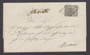 Roman States Sc 3 used on 1865 SFL ANAGNI to ROME, ROMA-GENOA railroad cancel