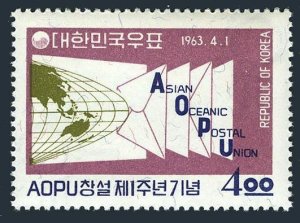 Korea South 382,382a,MNH.Mi 378,Bl.180. Asian-Oceanic Postal Union,1963.Globe.