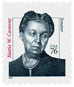 2001 Hattie W Caraway Single 76c Postage Stamp, Sc#3431, MNH, OG