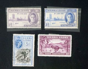 SIERRA LEONE  Small lot of 4 stamps  MNH & MH