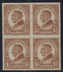 Scott # 631  Lot E296  1 1/2 c Harding Imperf block of 4  MNH NG