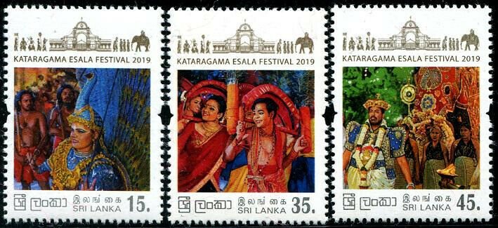 HERRICKSTAMP NEW ISSUES SRI LANKA Sc.# 2188-90 Ruhunu Maha Festival 2019