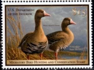 US Stamp #RW78 MNH Pair of White-Fronted Geese on a Pond Single from Press Sheet