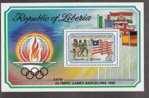 Liberia # 1155, Barcelona Summer Olympics, Souvenir Sheet, Mint NH, 1/2 Cat