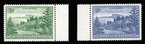 Norfolk Islands #23-24 Cat$25.50, 1959 3p and 2sh, set of two, never hinged