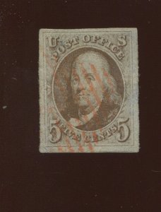 1 Franklin Used Stamp with Weiss Cert (Bz 1277)