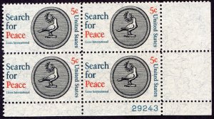 Scott #1326 Search For Peace Dove Plate Block of 4 Stamps - MNH
