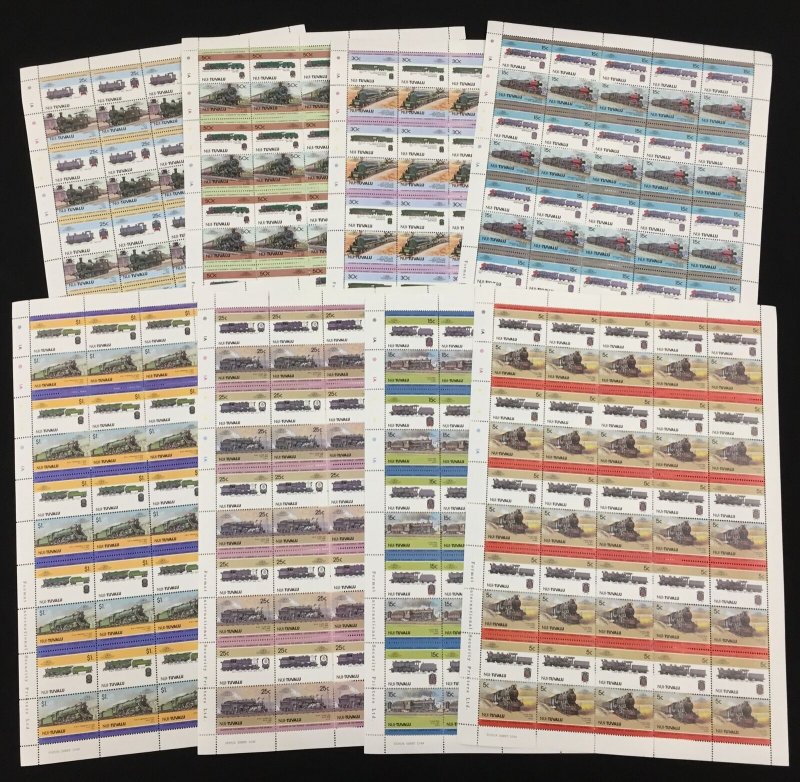 TUVALU Trains Locomotives MNH x 8 Sheets(400 Stamps) BLK39 )