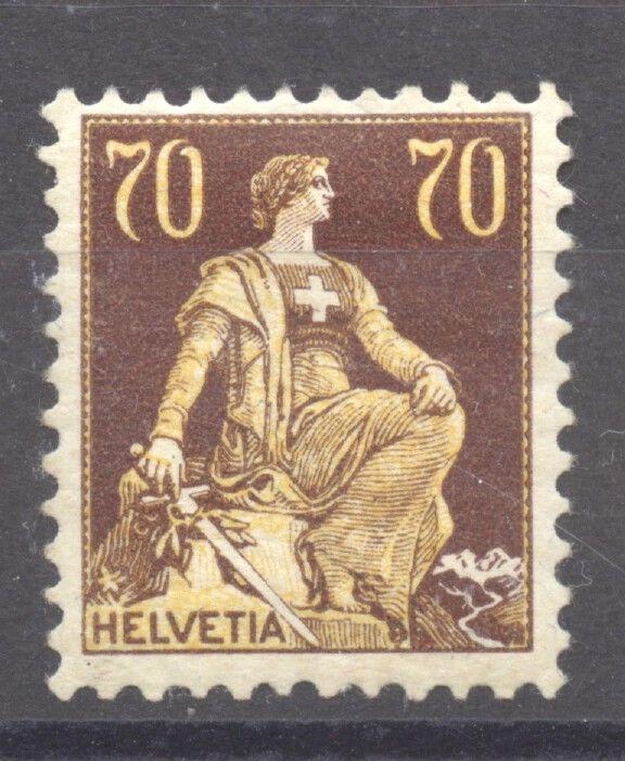 Switzerland, 1908 Helvetia, 70 Cts.mint, hinged,  Zumstein 114, Scott # 141