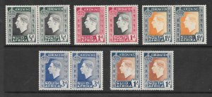 South Africa Scott 74-78 Mint set Coronation George VI stamps 2017 CV $9.25