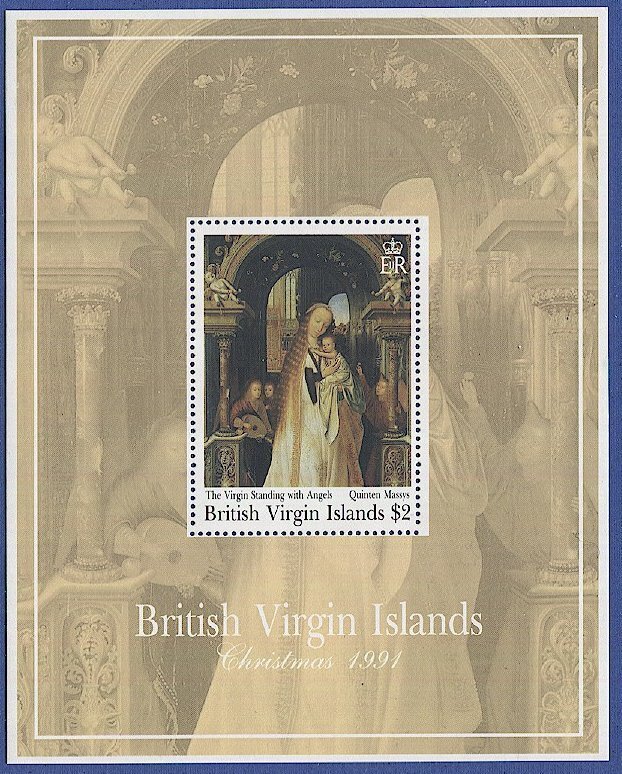 BRITISH VIRGIN ISLANDS Sc 735 $2 Christmas 1991, S/S, MNH VF, Art Painting