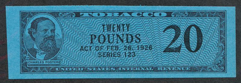 US MINT TF1070 TOBACCO SERIES 123 (1953) 20 LB. IMPERF