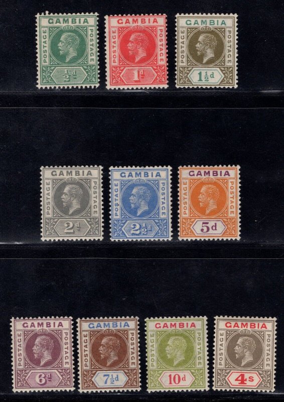 MOMEN: GAMBIA SG #108-117 1921-22 MINT OG H £125 LOT #67965*