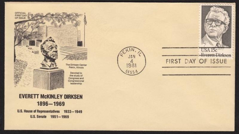 1981 Everett Dirksen Sc 1874 Dirksen Center 1st cachet