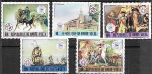 Upper Volta 1976  Set of 5 U.S. Bicentennial. Battle of Trenton. Ship. Horses