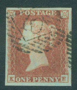 SG 8 1d red-brown plate 89 lettered KE. Very fine used 4 margin example 