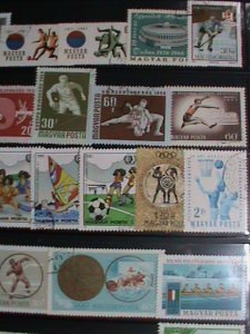 ​HUANGRY STAMP- OLYMPIC & SPORTS-35 DIFFERENT USED STAMPS-CAT. $12  VERY FINE