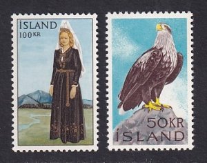 Iceland    #378-379     MNH   1965-66    sea eagle   and National costume