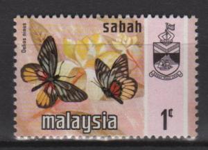 Malaysia SABAH 1971 Scott 24 MH - 1c Butterfly & State Crest