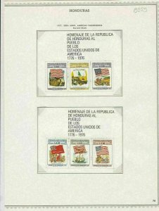 honduras 1977 200th annv. american independence souvenir stamps sheet ref 17794