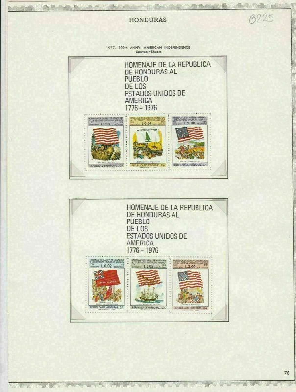 honduras 1977 200th annv. american independence souvenir stamps sheet ref 17794