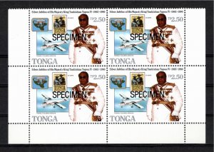 Tonga 1990 MNH Sc 747 SPECIMEN block of 4