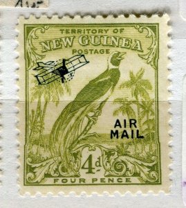 NEW GUINEA; 1930s early Airmail Bird of Paradise issue Mint hinged 4d. value
