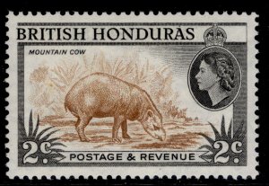 BRITISH HONDURAS QEII SG180a, 2c yellow-brown & black, NH MINT. PERF 14