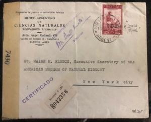 1945 Buenos Aires Argentina Censored Cover To Museum Natural Histo New York USA