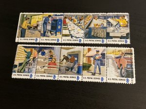 US SC # 1489-1498 2 Strips of 5 Mint