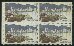 Canada #600, 600ii, 600iv Mint Short $ Flaw Block of 4