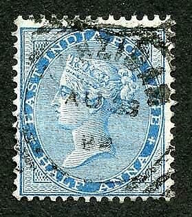 Zanzibar SGZ43 India 1/4a Blue Squared Circle (type Z4)