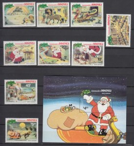 Z4161, 1981 dominica set + s/s mh/mhr #706-15 christmas disney