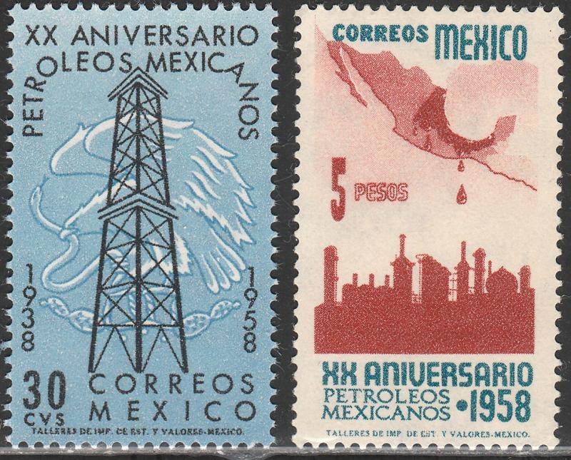 MEXICO 903-904, 20th Anniv of Nationalization of Oil Industry UNUSED, H OG. F-VF