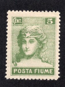 Fiume 1919 5c yellow green Italy, Scott 46 MH, value = $2.00