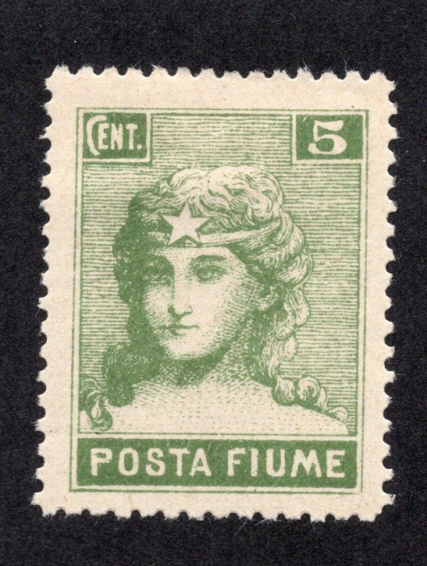 Fiume 1919 5c yellow green Italy, Scott 46 MH, value = $2.00