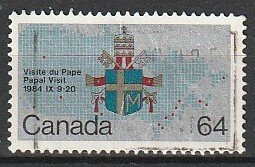 1984 Canada - Sc 1031 - used VF - 1 single - Papal Visit