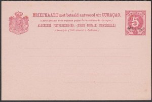 CURACAO 5c postcard + 5c reply overprinted SPECIMEN - scarce................R446