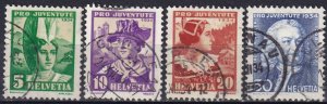 Switzerland #B69-72   F-VF Used  CV $22.35  (V5121)