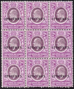 KUT SG19s KEVII 2a Wmk Mult Crown opt Specimen (locally) U/M BLOCK of NINE